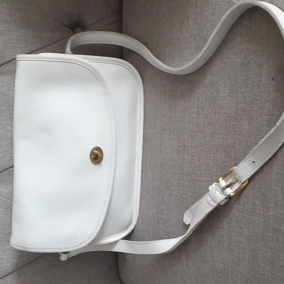 Coach Handbags - Vtg.Coach white leather crossbody bag purse